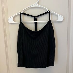 CALIA ribbed cropped tank top, Size Medium, Black